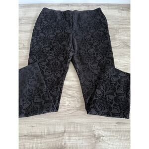 Alfani Petite Women's Black Velvet Brocade Pattern Pants-Size 12